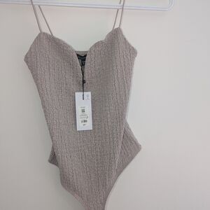 Textured Taupe Bodysuit